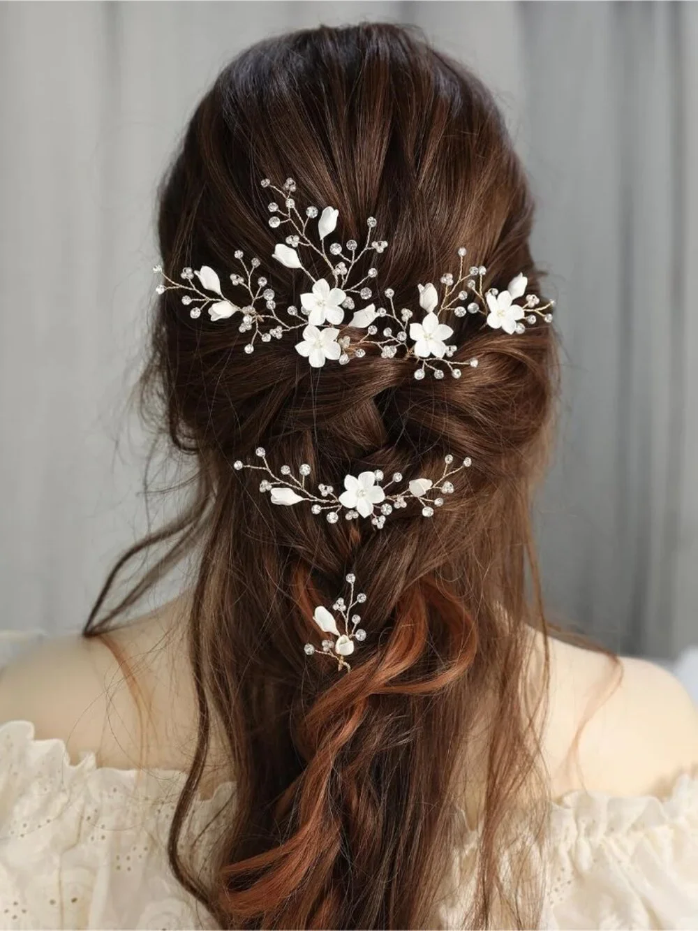 Women's Gold 2 6 Pieces Handmade Gold Leaf Pearls Flower Bridal Hair Bridesmaid